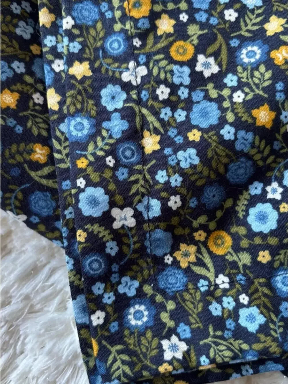Set of 2 IKEA Navy Blue Floral pillowcases with Yellow and Light Blue Accents
